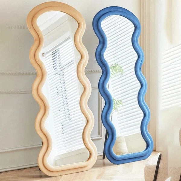 Bedroom Full Body Floor Mirror, Wave Decorative Mirror, Home Decoration