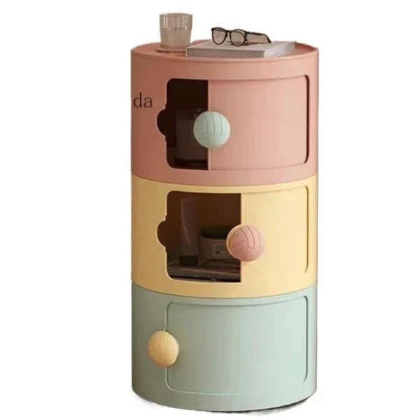 Bedroom Round Storage Cabinet Shelf, Small Apartment Cabinet