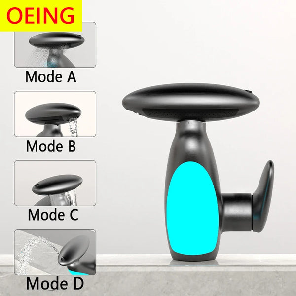 Big LED Basin Faucet 4 Ways Water Outlet Cold