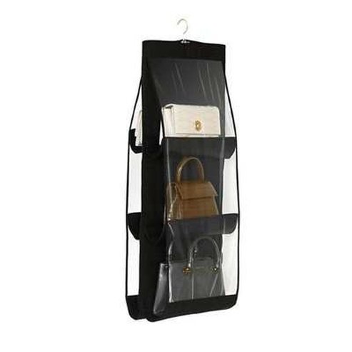 Black Handbag Hanging Organizer With 6 Pockets