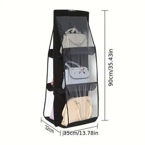 Black Handbag Hanging Organizer With 6 Pockets