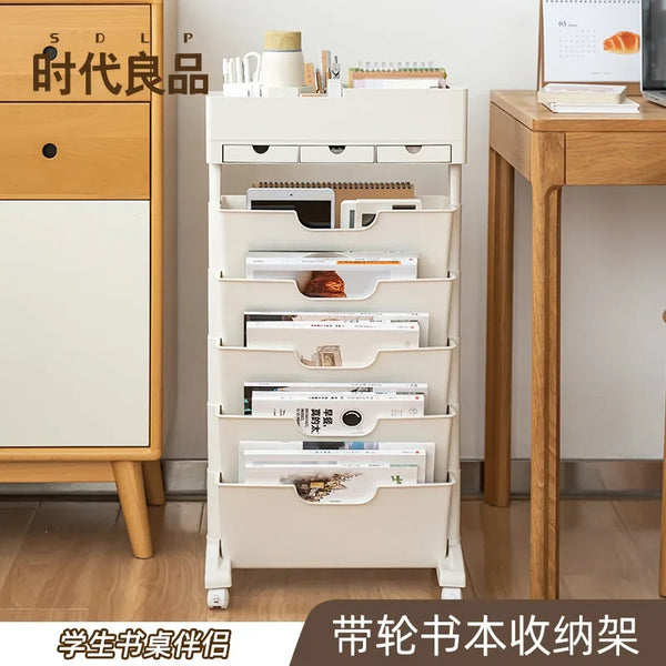 Bookshelf for Organizing Books, Reading Bookshelf with Wheels