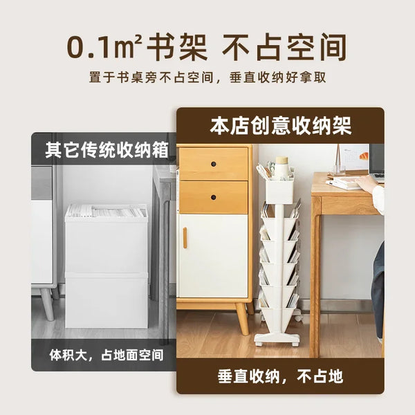 Bookshelf for Organizing Books, Reading Bookshelf with Wheels