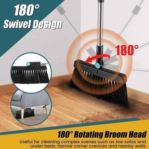 Broom and Dustpan Set with Long Handle