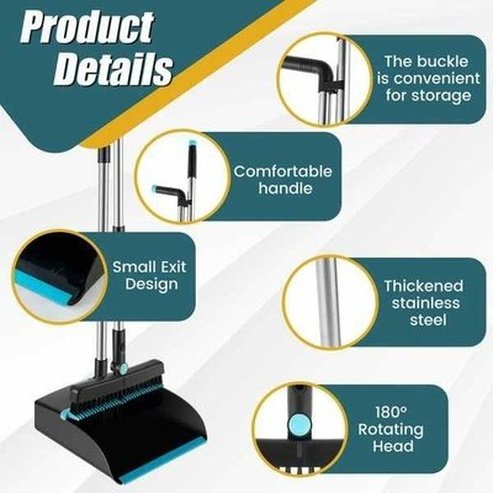 Broom and Dustpan Set with Long Handle