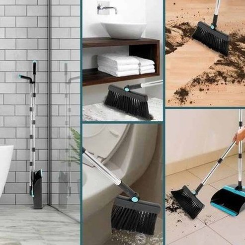 Broom and Dustpan Set with Long Handle