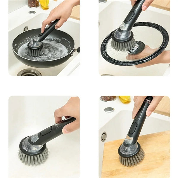 Brush for Washing Dishes, All-Purpose Dish Brush with Replaceable Heads