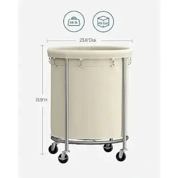 Canvas Round Laundry Basket with Wheels