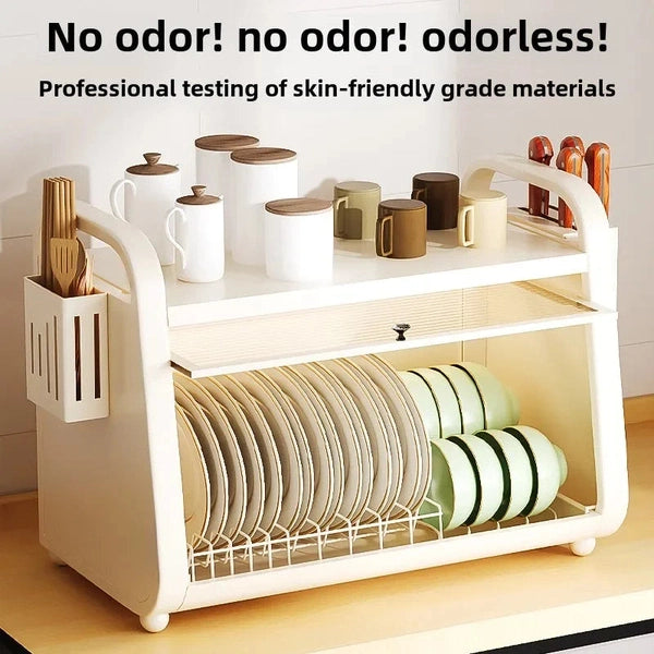 Carbon Steel Dish and Utensil Organizer, Kitchen Tableware Rack