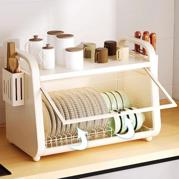 Carbon Steel Dish and Utensil Organizer, Kitchen Tableware Rack