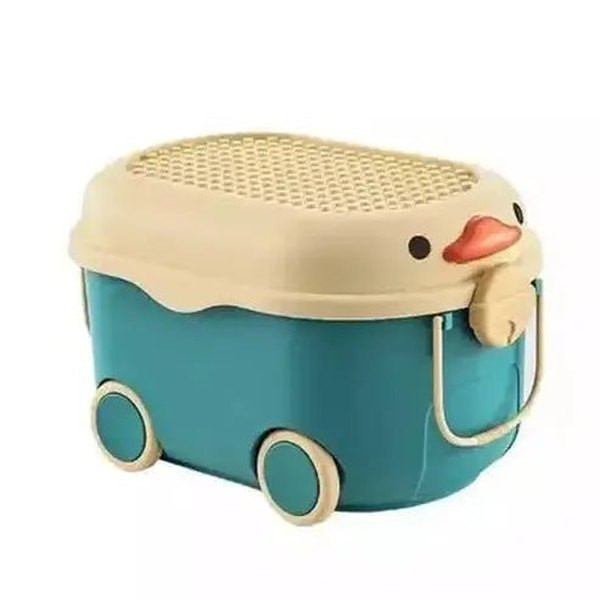 Cartoon Toys Storage Container with Wheels and Lid
