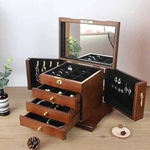 Chinese Luxury Large Solid Wooden Jewelry Box