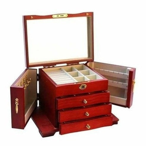 Chinese Luxury Large Solid Wooden Jewelry Box