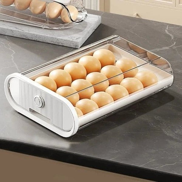 Clear Plastic Automatic Sliding Egg Holder Storage Box