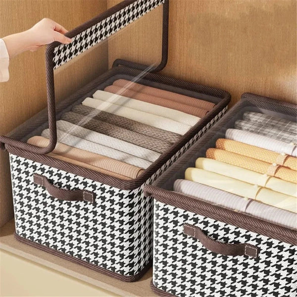 Clothes Storage Box with Transparent Lid, Underwear T-Shirt Pants Organizer for Bedroom Drawers