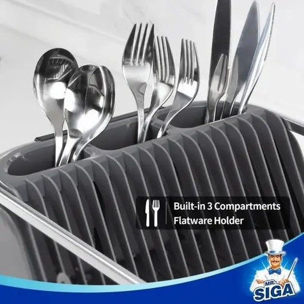 Compact Dish Drainer: Drainboard, Utensil Holder, Cup Rack