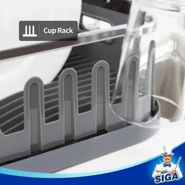 Compact Dish Drainer: Drainboard, Utensil Holder, Cup Rack