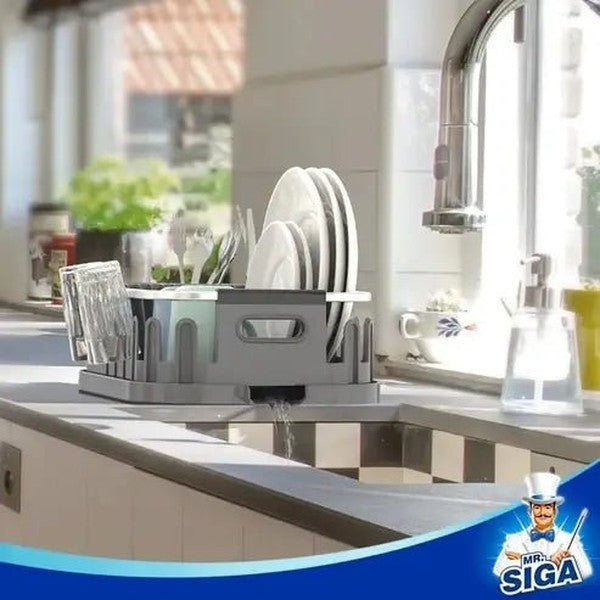 Compact Dish Drainer: Drainboard, Utensil Holder, Cup Rack