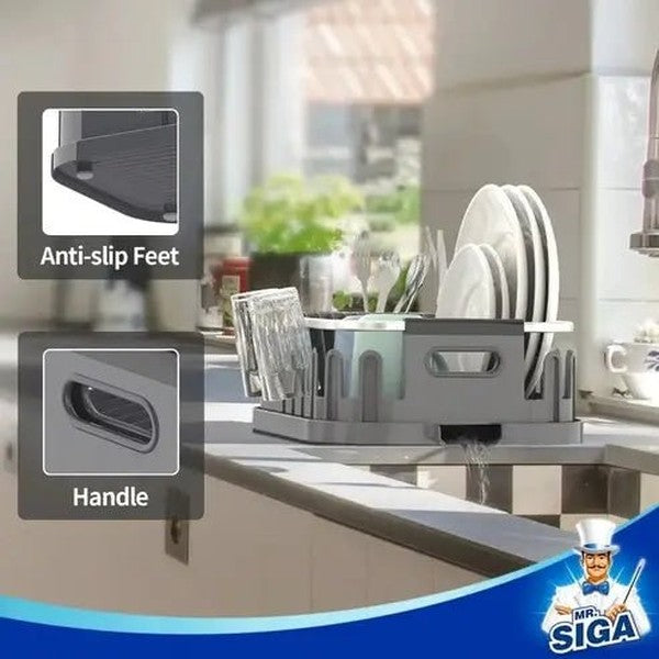 Compact Dish Drainer: Drainboard, Utensil Holder, Cup Rack