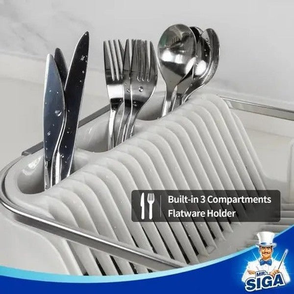 Compact Dish Drainer: Drainboard, Utensil Holder, Cup Rack