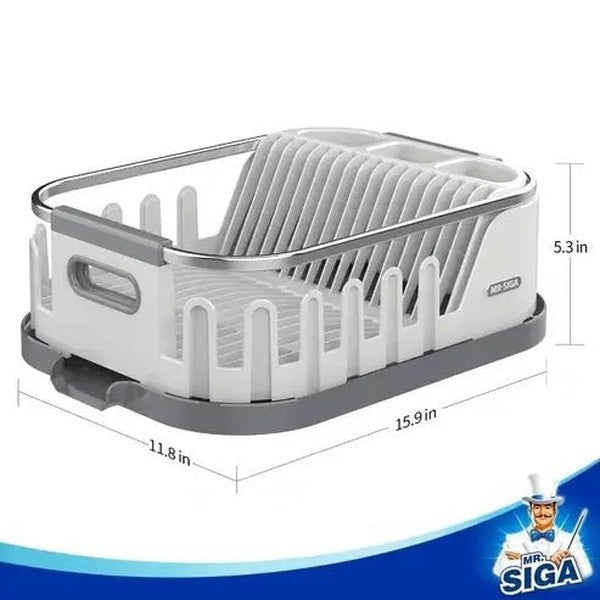 Compact Dish Drainer: Drainboard, Utensil Holder, Cup Rack