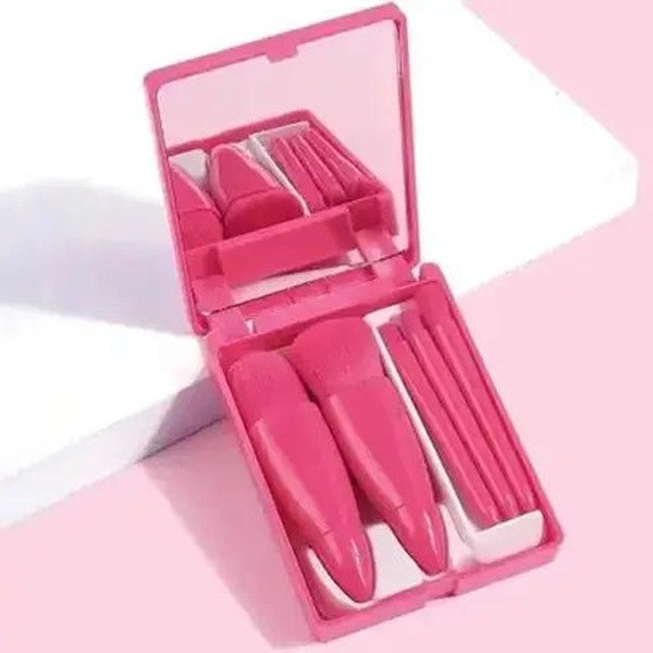 Compact Makeup Brush Set with Mirror