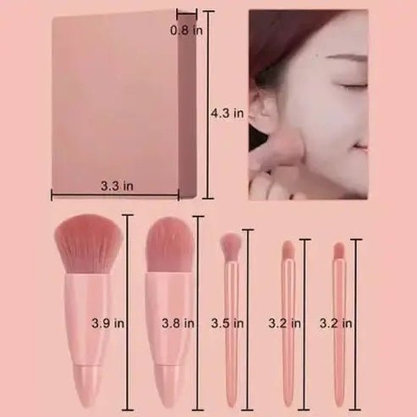 Compact Makeup Brush Set with Mirror