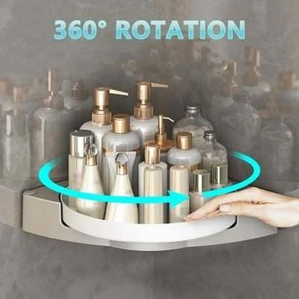 Corner shower rotating storage rack