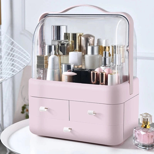 Cosmetics Receiving Box, Dust-Proof Desktop Makeup Organizer with Drawer