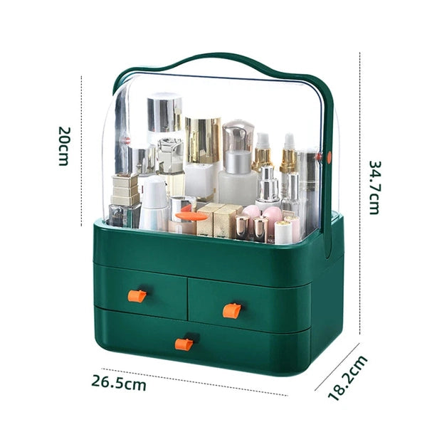 Cosmetics Receiving Box, Dust-Proof Desktop Makeup Organizer with Drawer