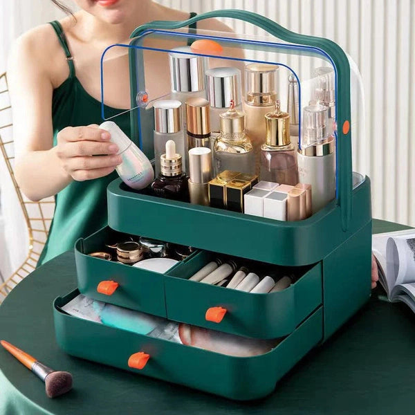Cosmetics Receiving Box, Dust-Proof Desktop Makeup Organizer with Drawer