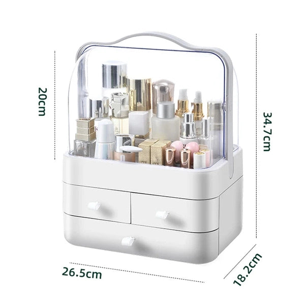 Cosmetics Receiving Box, Dust-Proof Desktop Makeup Organizer with Drawer