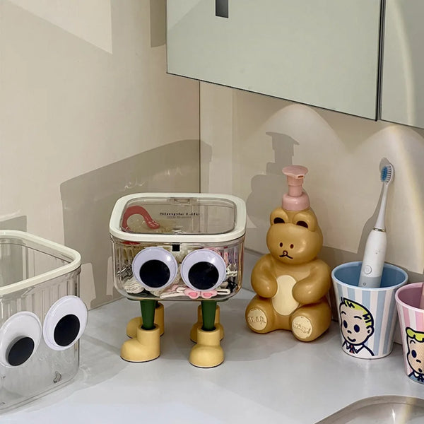 Creative Desktop Storage Box, Transparent with Lid, Waste Paper Basket