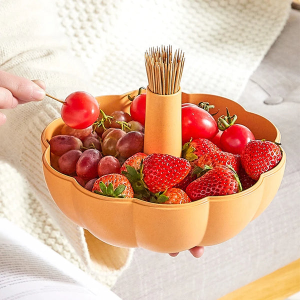 Creative Pumpkin Shape Storage Box, Double Layers Snack Fruit Dish