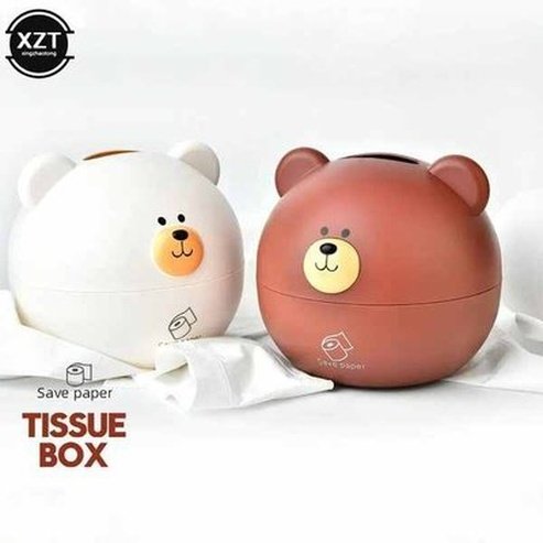Cute Bear Head Tissue Box Nordic Roll Paper Storage Box