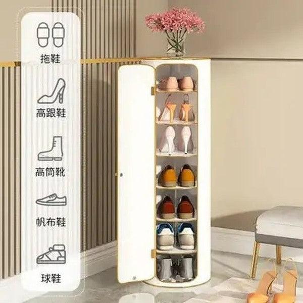 Cylindrical Shoe Storage Rack with a 360° Rotating Design