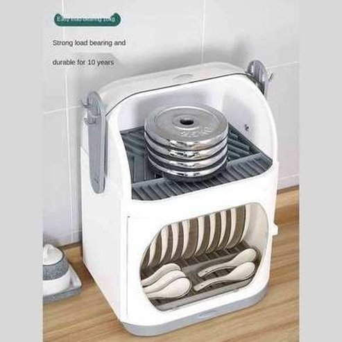 Dish storage rack drain cupboard