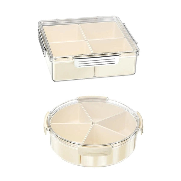 Divided Serving Tray with Lid, Organizer, Dustproof Food Tray, Snack Platter