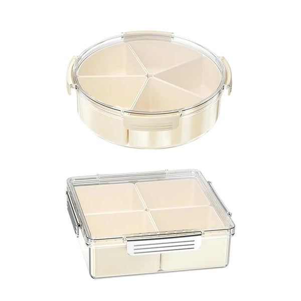 Divided Serving Tray with Lid, Organizer, Dustproof Food Tray, Snack Platter
