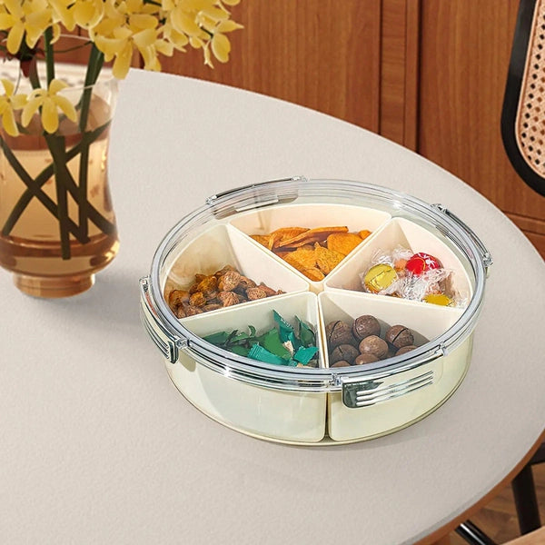 Divided Serving Tray with Lid, Organizer, Dustproof Food Tray, Snack Platter