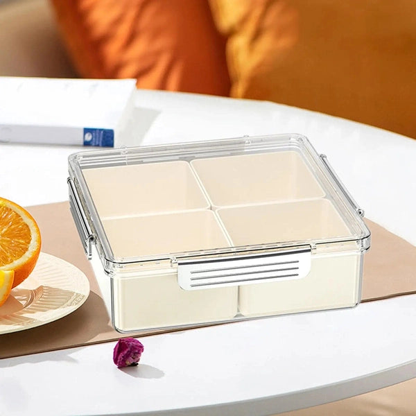 Divided Serving Tray with Lid, Organizer, Dustproof Food Tray, Snack Platter