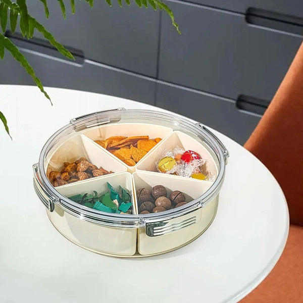 Divided Serving Tray with Lid, Organizer, Dustproof Food Tray, Snack Platter