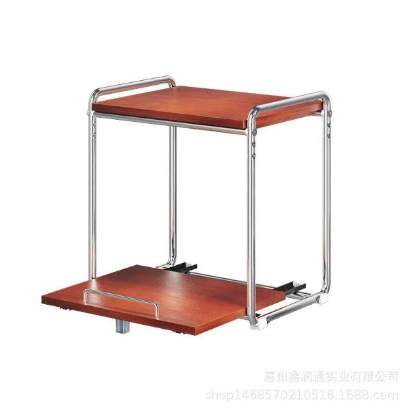 Double-Layer Microwave Oven Rack with Pull-Out Rice Cooker Bracket