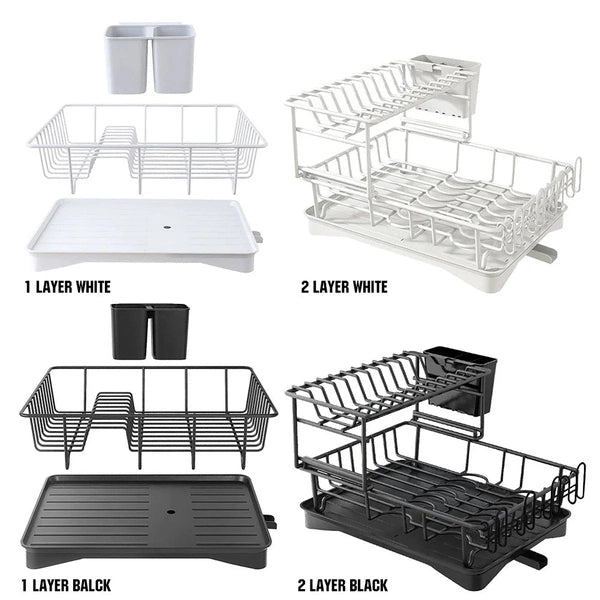 Double-layer Bowl Drying Rack, Space Saving Dish Drainer, Rust-Proof Stainless Steel