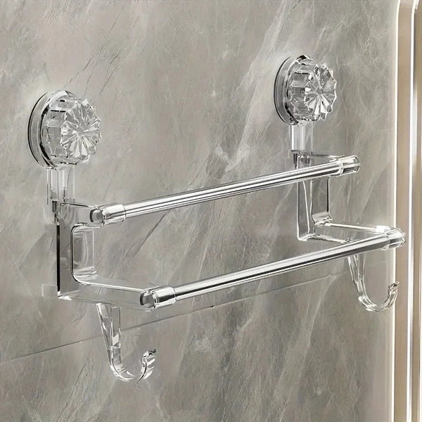 Double Suction Towel Rack, Stainless Steel Bath Towel Rack