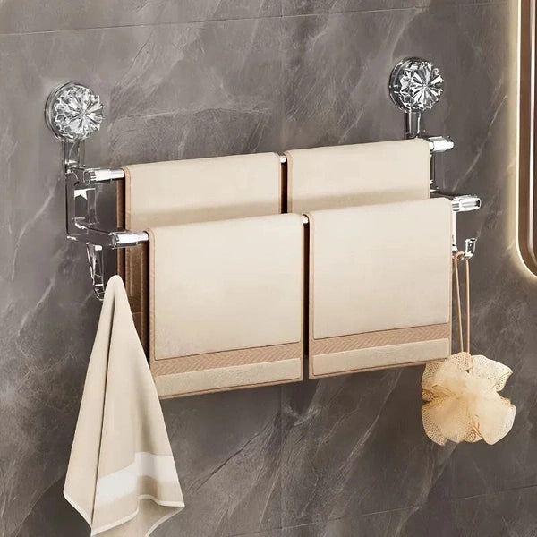Double Suction Towel Rack, Stainless Steel Bath Towel Rack
