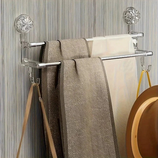 Double Suction Towel Rack, Stainless Steel Bath Towel Rack