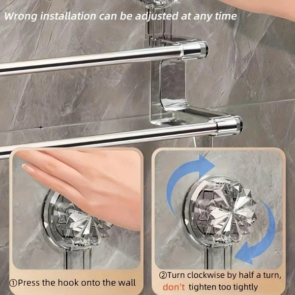 Double Suction Towel Rack, Stainless Steel Bath Towel Rack