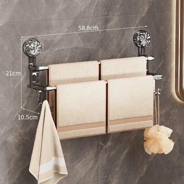 Double Suction Towel Rack, Stainless Steel Bath Towel Rack