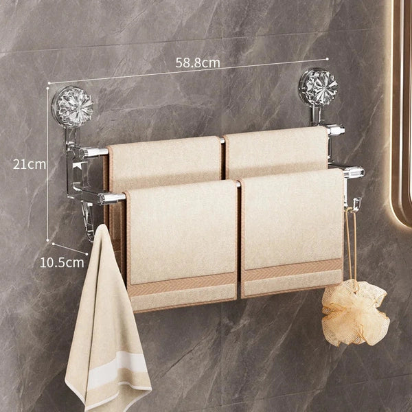 Double Suction Towel Rack, Stainless Steel Bath Towel Rack